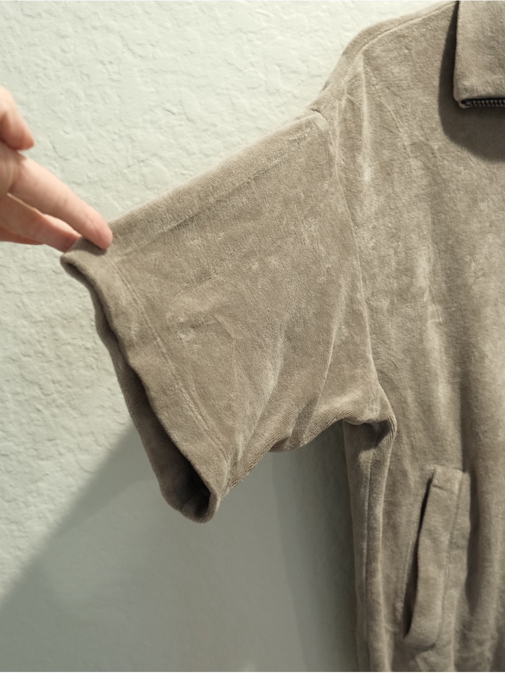 Fear of God Essentials Oversized Half Zip Velour Pullover Size XS Beige Gray - Picture 6 of 8